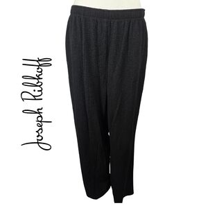 Joseph Ribkoff Black Textured Elastic Waist Wide Leg Pants